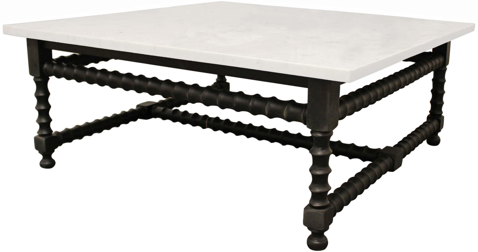 White & Black Genuine Marble & Solid Wood Square Coffee Table image 7
