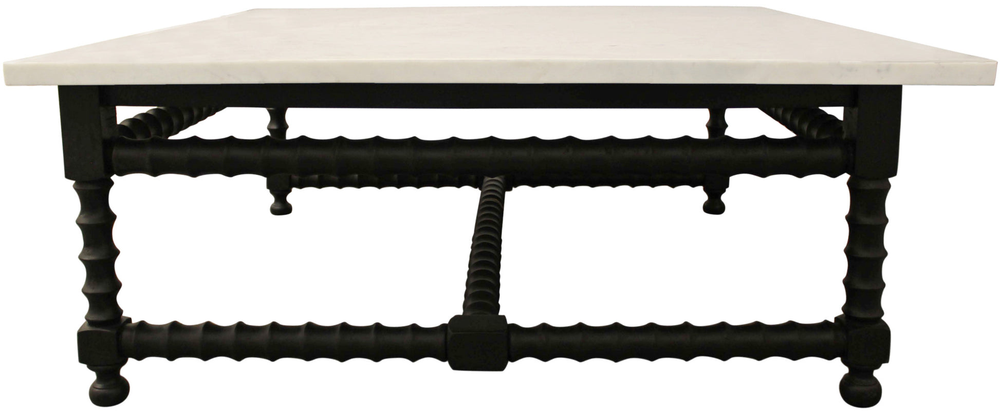 White & Black Genuine Marble & Solid Wood Square Coffee Table image 9