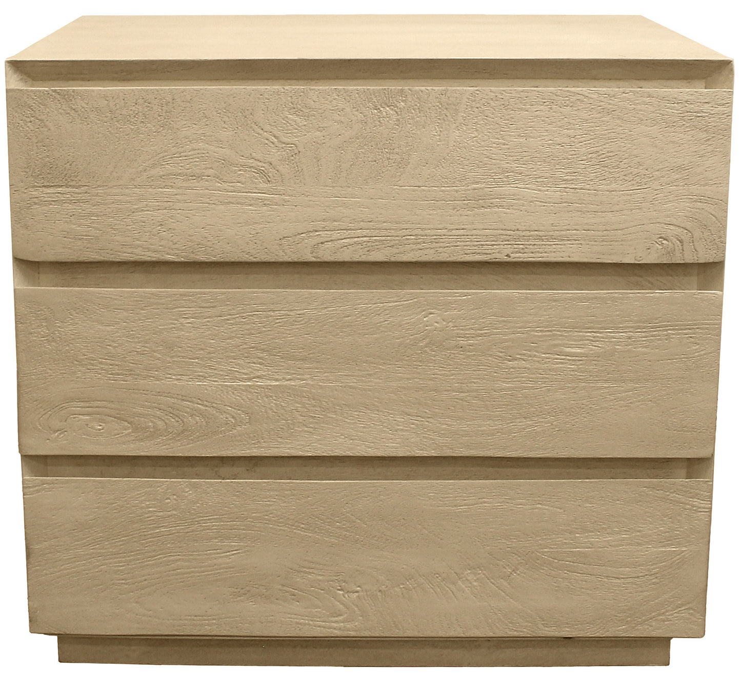 Natural Three Drawer Solid Wood Nightstand