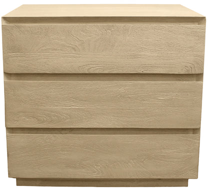 Natural Three Drawer Solid Wood Nightstand