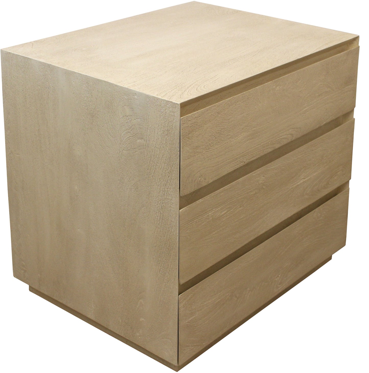 Natural Three Drawer Solid Wood Nightstand