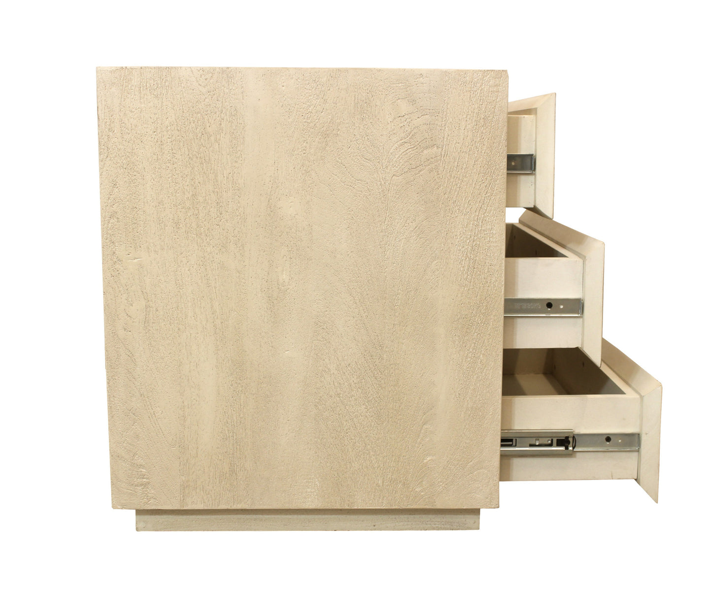 Natural Three Drawer Solid Wood Nightstand