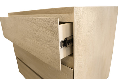 Natural Three Drawer Solid Wood Nightstand