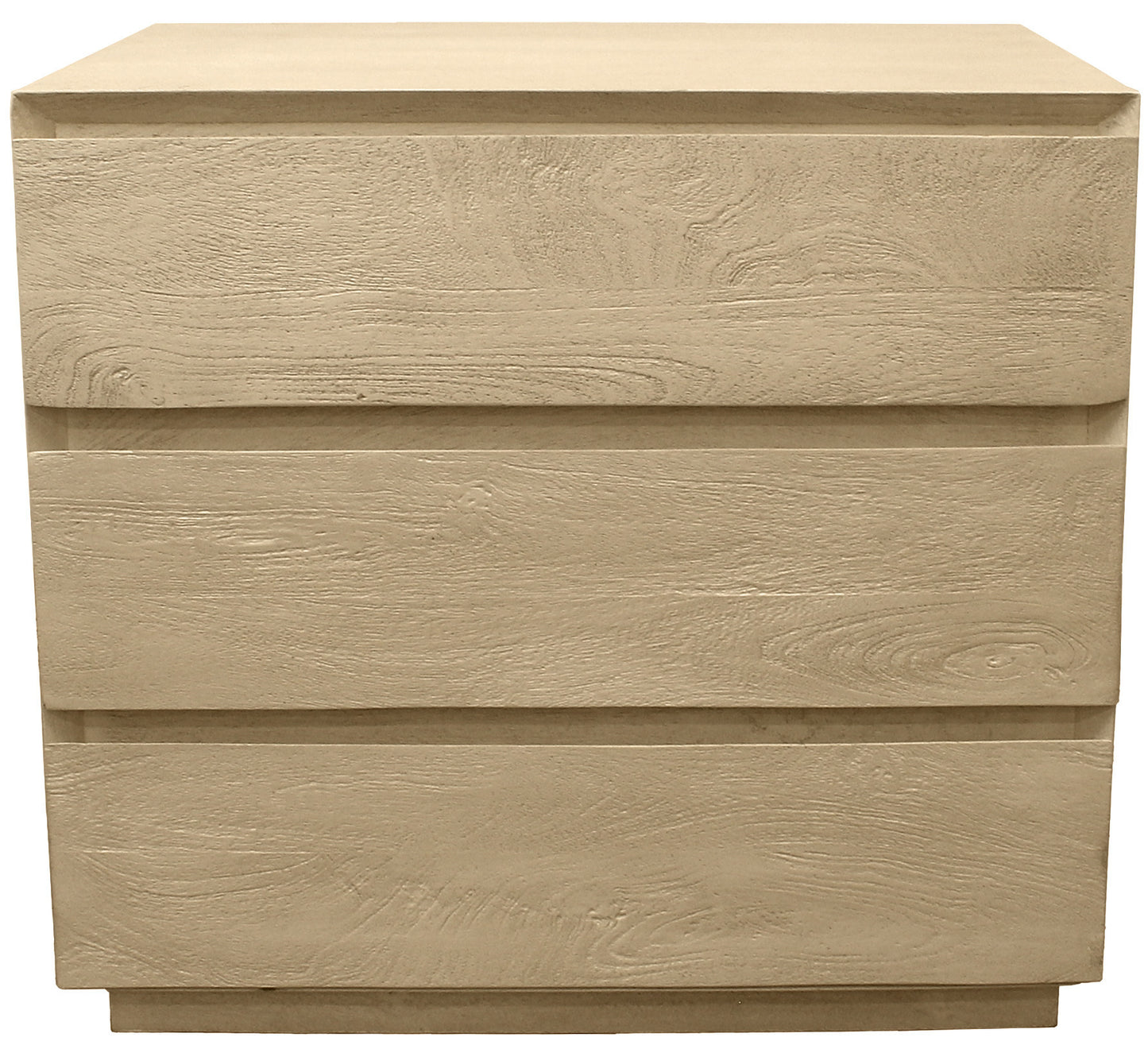 Natural Three Drawer Solid Wood Nightstand