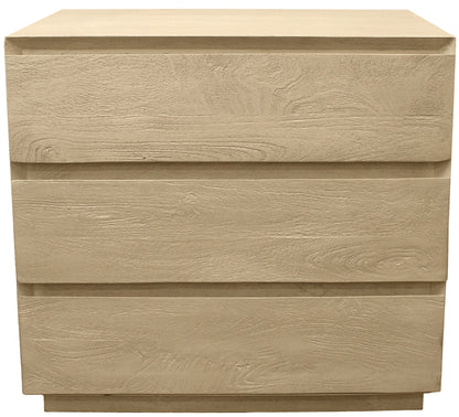 Natural Three Drawer Solid Wood Nightstand