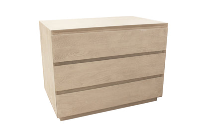 Natural Three Drawer Wide Wood Nightstand