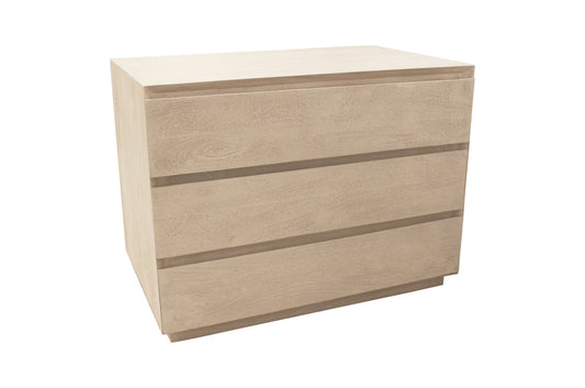 Natural Three Drawer Wide Wood Nightstand