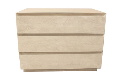 Natural Three Drawer Wide Wood Nightstand