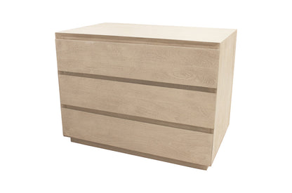 Natural Three Drawer Wide Wood Nightstand