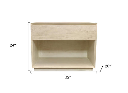Natural One Drawer Solid Wood Nightstand