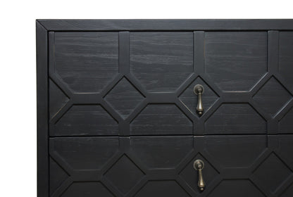 Distressed Black 2 Drawer Solid Wood Nightstand