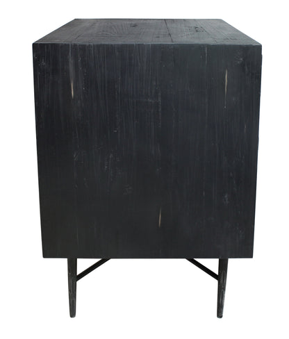 Distressed Black 2 Drawer Solid Wood Nightstand