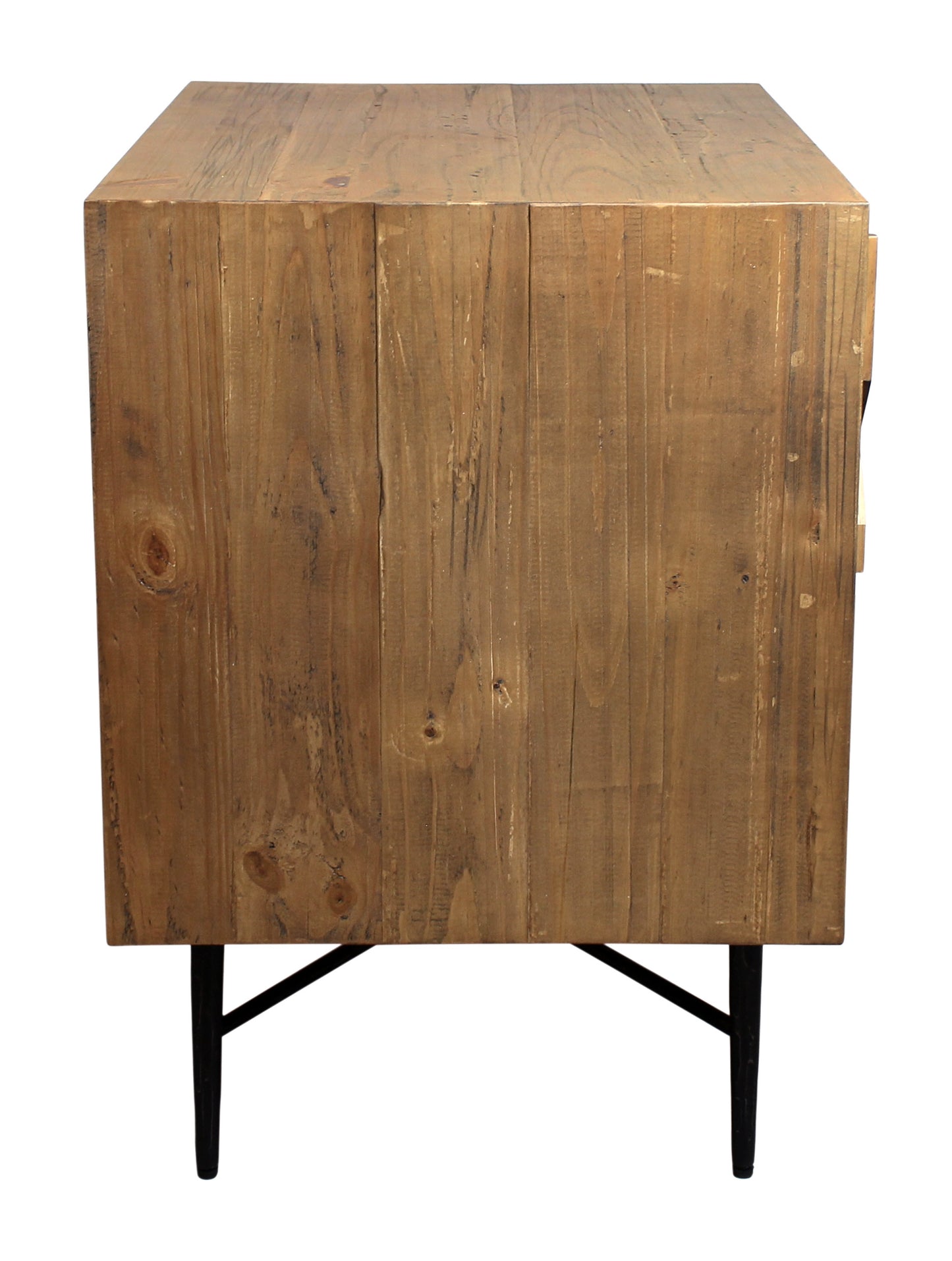 Natural 2 Drawer Carved Geometric Nightstand