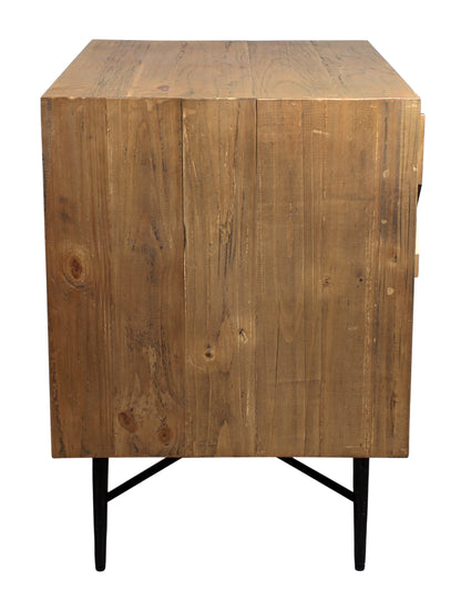 Natural 2 Drawer Carved Geometric Nightstand