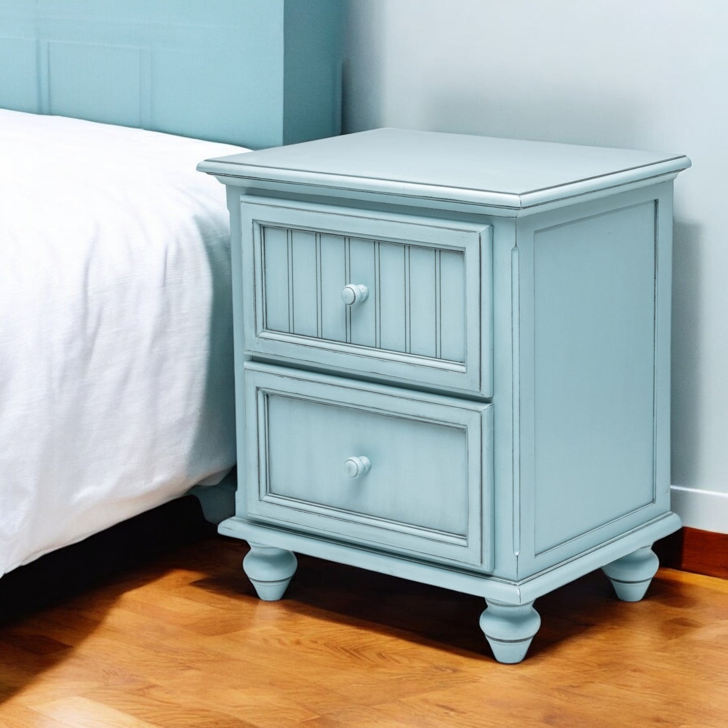 Light Blue Distressed Nightstand