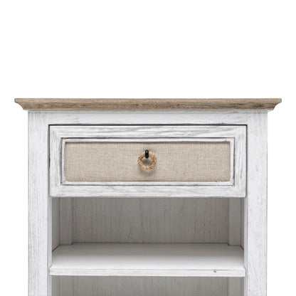 Natural & White Solid Wood 1 Drawer Nightstand