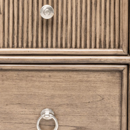 Natural Solid Wood & Wicker Nightstand