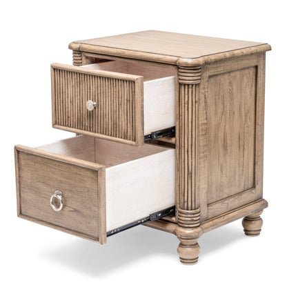 Natural Solid Wood & Wicker Nightstand