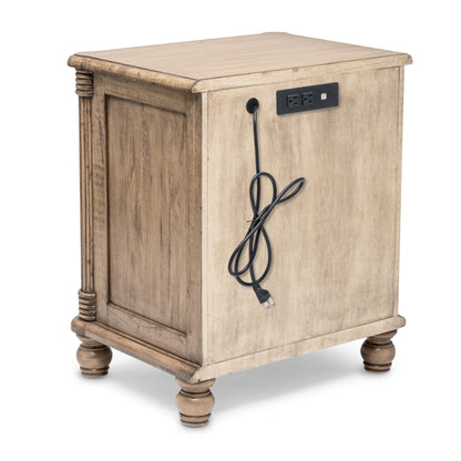 Natural Solid Wood & Wicker Nightstand