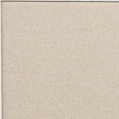 White and Beige Solid Wood & Linen King Bed Frame