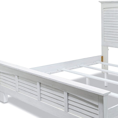 White Plantation Shutter Solid Wood King Bed Frame
