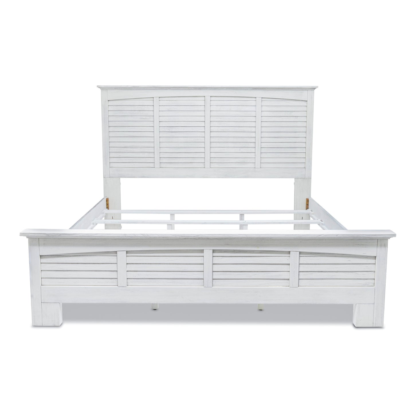 White Plantation Shutter Solid Wood King Bed Frame
