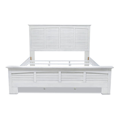 White Plantation Shutter Solid Wood King Bed Frame