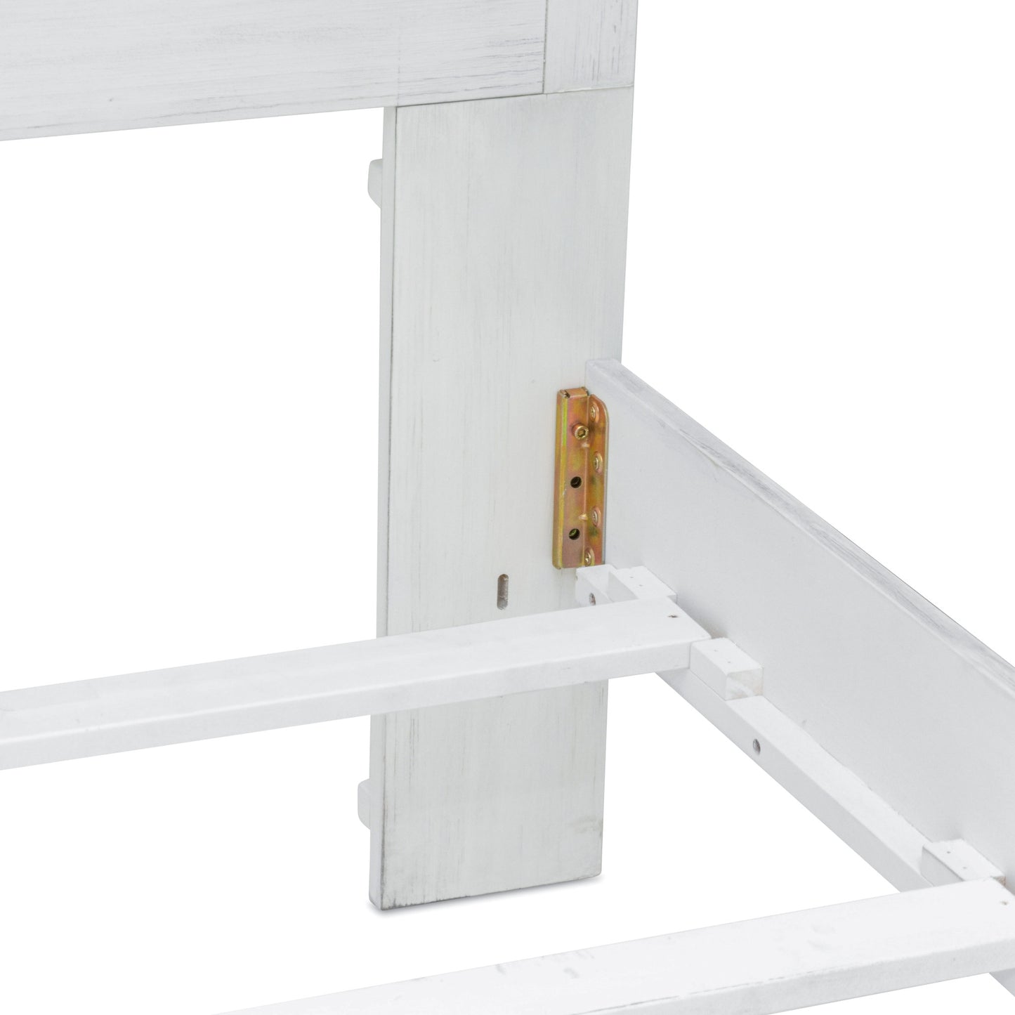 White Plantation Shutter Solid Wood King Bed Frame