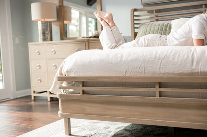 Carved Geometric Solid Wood Bed Frame