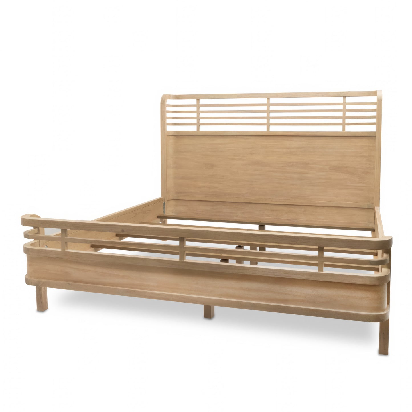 Carved Geometric Solid Wood Bed Frame