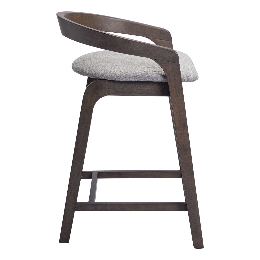 Gray & Espresso Fabric & Solid Wood Low Back Counter Height Bar Chairs - Set of 2
