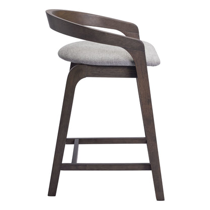 Gray & Espresso Fabric & Solid Wood Low Back Counter Height Bar Chairs - Set of 2