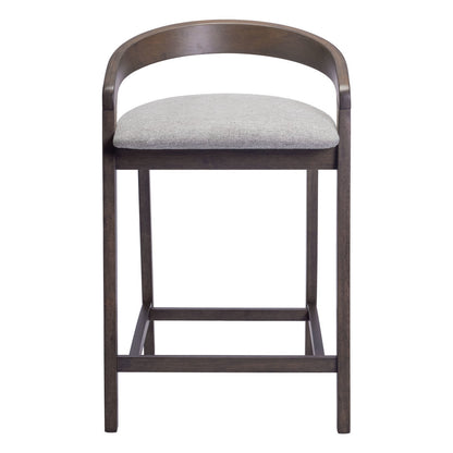 Gray & Espresso Fabric & Solid Wood Low Back Counter Height Bar Chairs - Set of 2