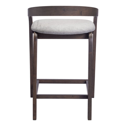 Gray & Espresso Fabric & Solid Wood Low Back Counter Height Bar Chairs - Set of 2