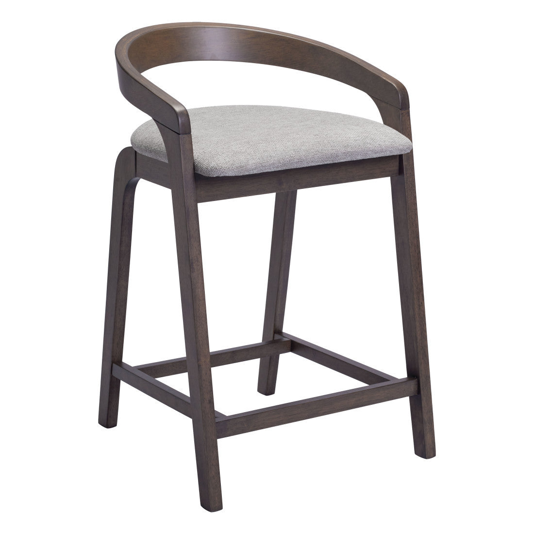 Gray & Espresso Fabric & Solid Wood Low Back Counter Height Bar Chairs - Set of 2