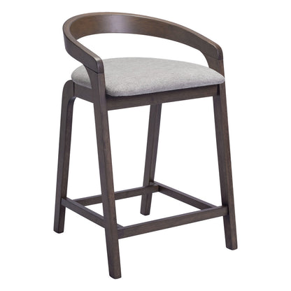 Gray & Espresso Fabric & Solid Wood Low Back Counter Height Bar Chairs - Set of 2