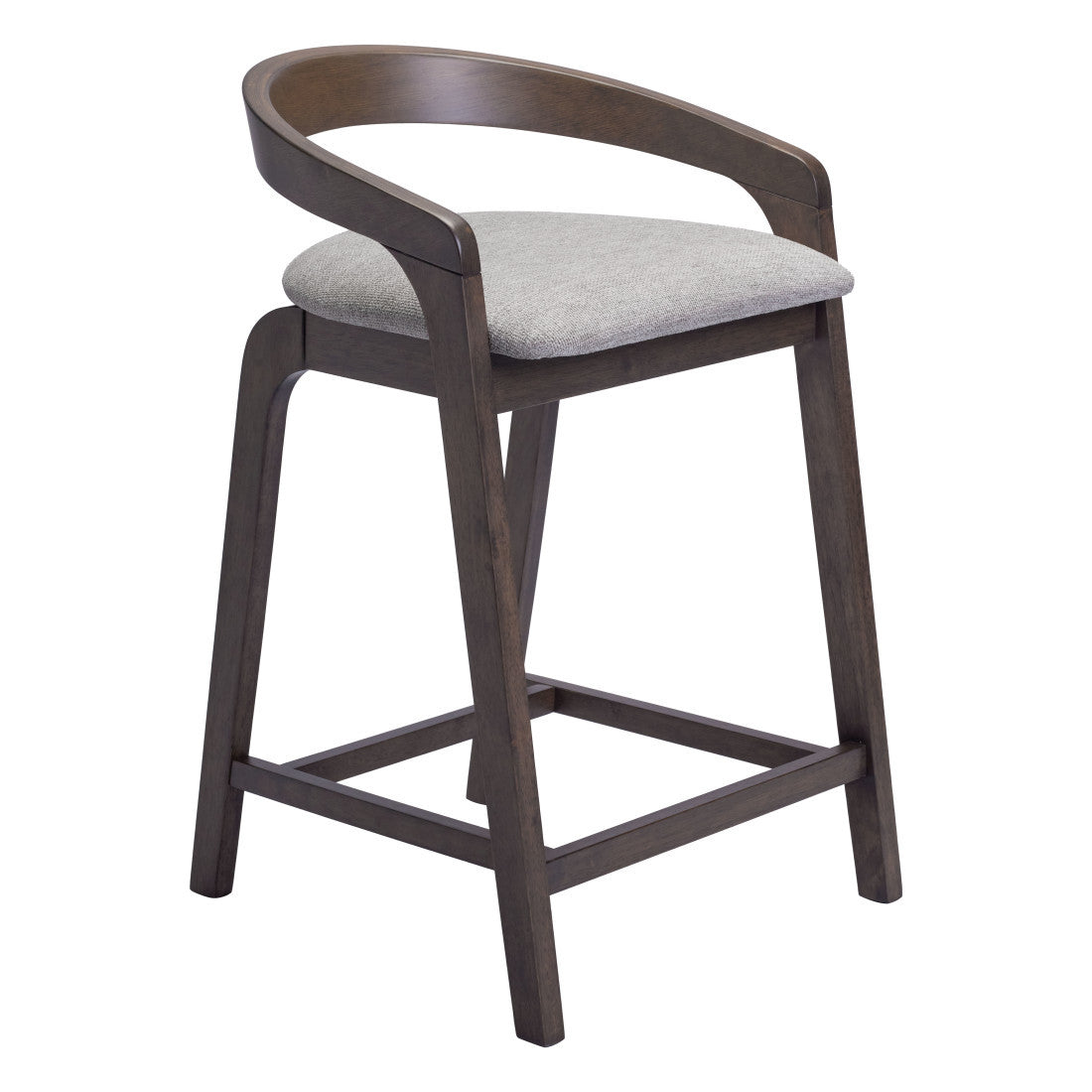 Gray & Espresso Fabric & Solid Wood Low Back Counter Height Bar Chairs - Set of 2
