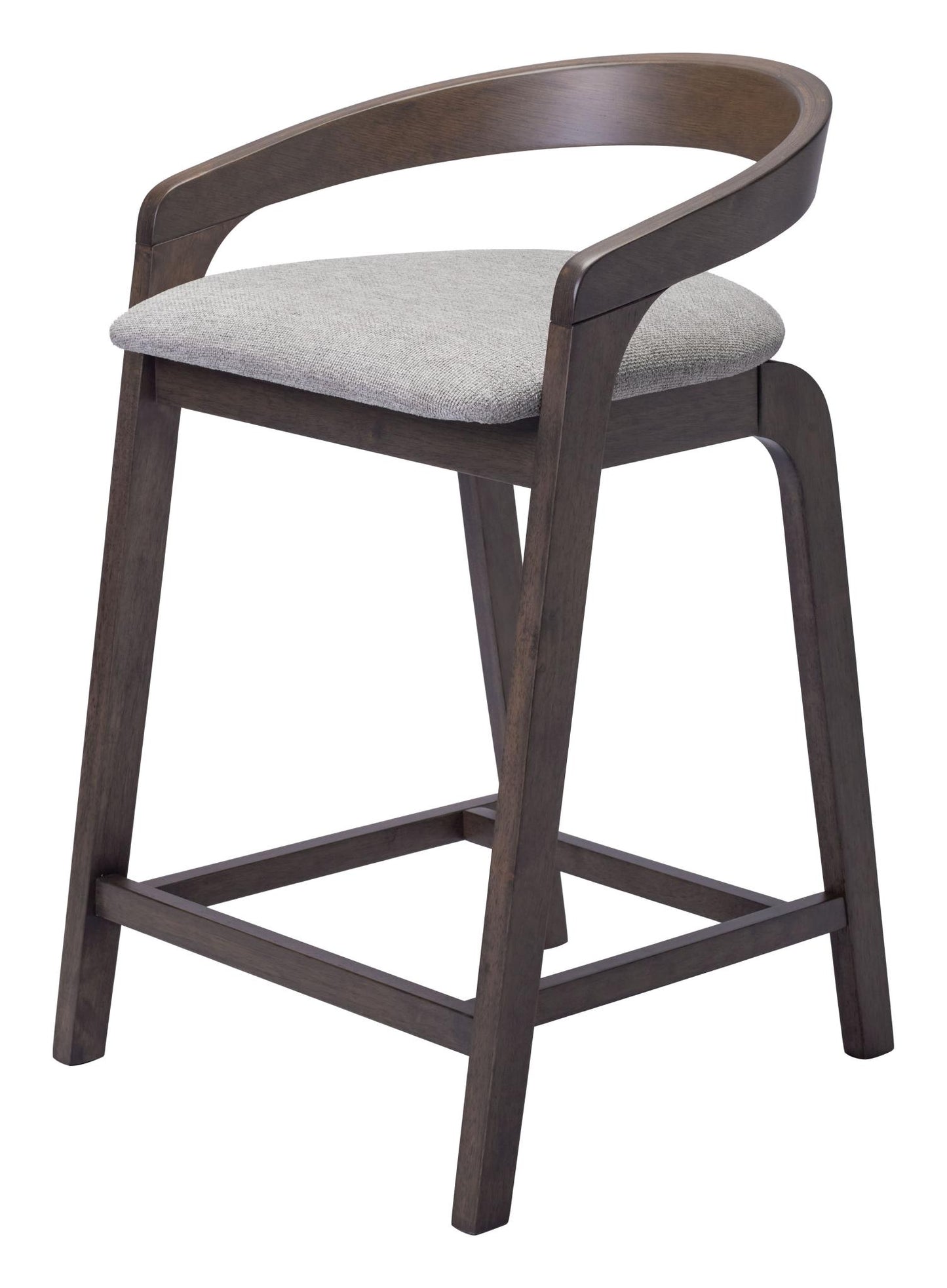 Gray & Espresso Fabric & Solid Wood Low Back Counter Height Bar Chairs - Set of 2