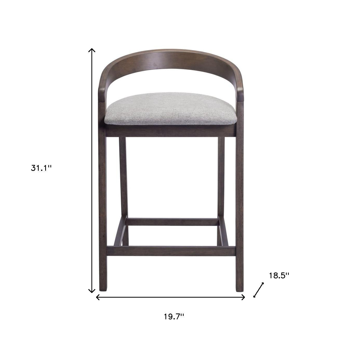 Gray & Espresso Fabric & Solid Wood Low Back Counter Height Bar Chairs - Set of 2