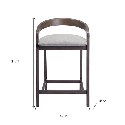 Gray & Espresso Fabric & Solid Wood Low Back Counter Height Bar Chairs - Set of 2