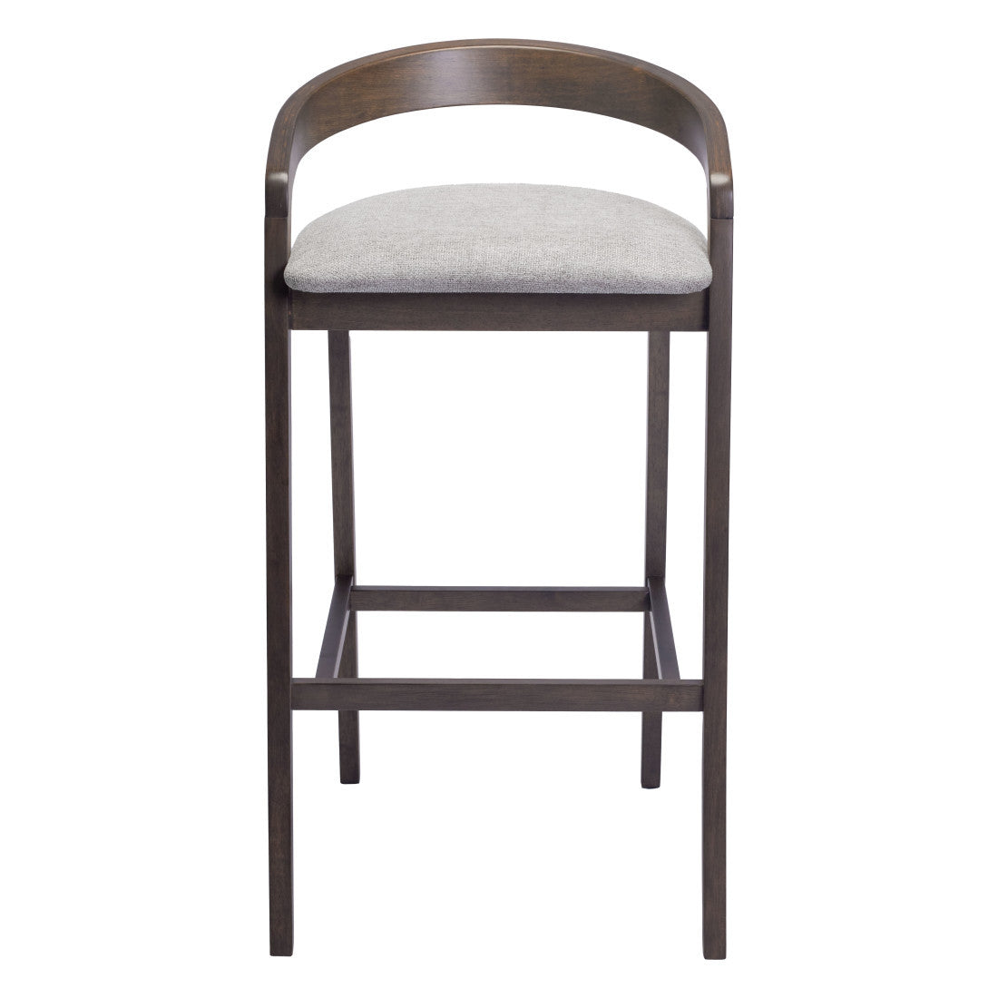 Gray & Espresso Fabric & Solid Wood Low Back Bar Height Bar Chairs - Set of 2