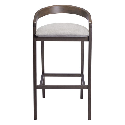 Gray & Espresso Fabric & Solid Wood Low Back Bar Height Bar Chairs - Set of 2