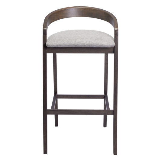 Gray & Espresso Fabric & Solid Wood Low Back Bar Height Bar Chairs - Set of 2