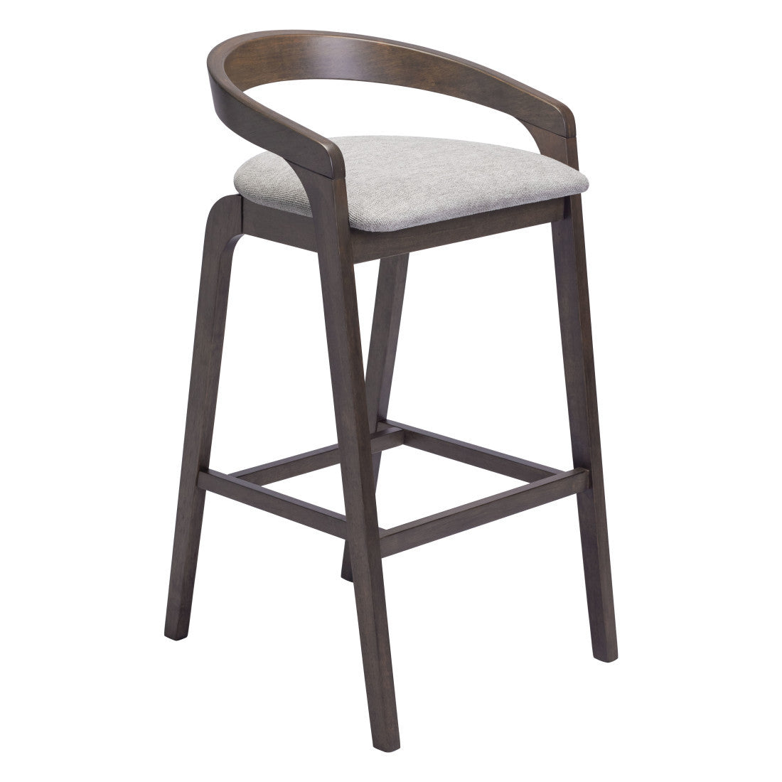 Gray & Espresso Fabric & Solid Wood Low Back Bar Height Bar Chairs - Set of 2
