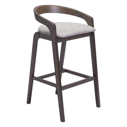 Gray & Espresso Fabric & Solid Wood Low Back Bar Height Bar Chairs - Set of 2