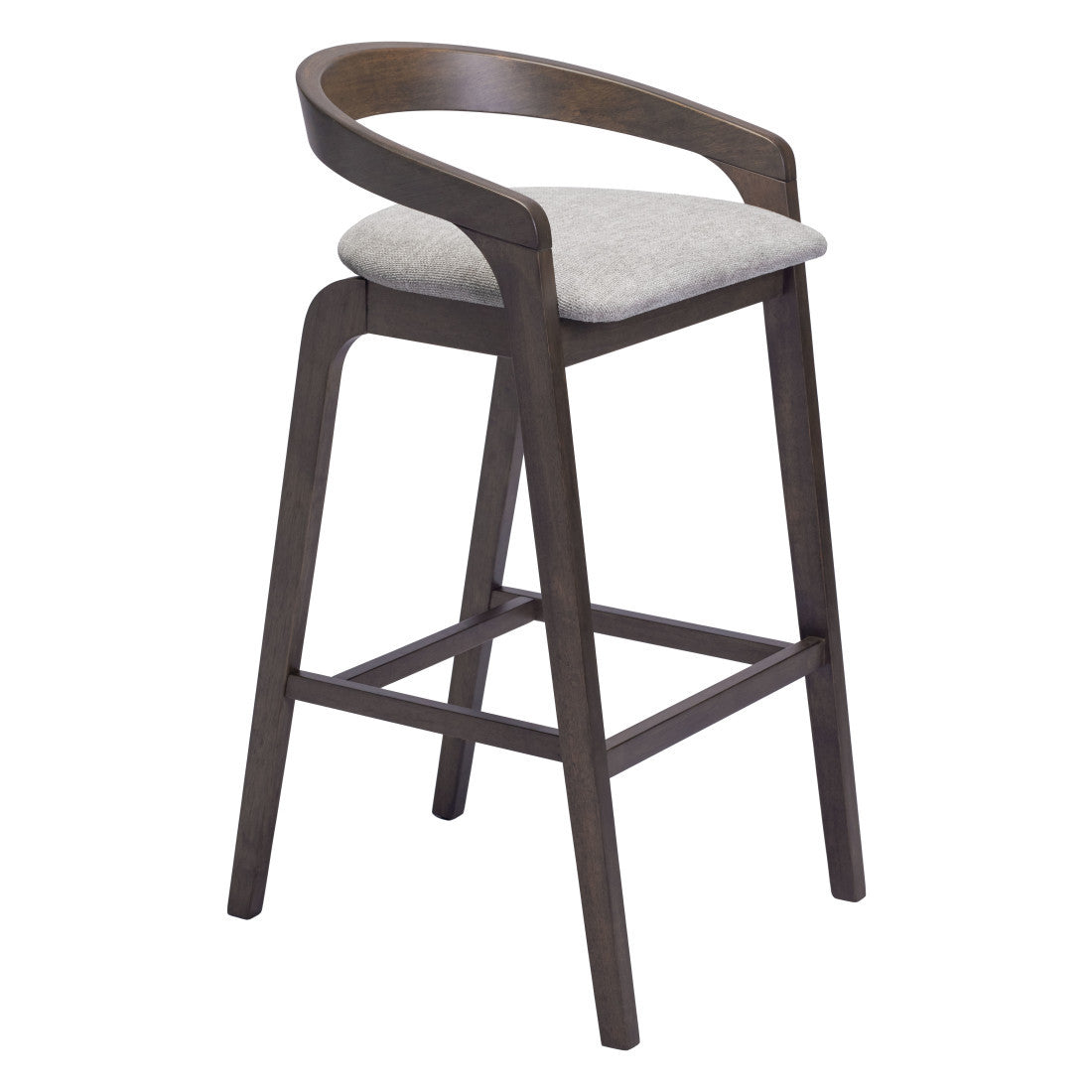 Gray & Espresso Fabric & Solid Wood Low Back Bar Height Bar Chairs - Set of 2