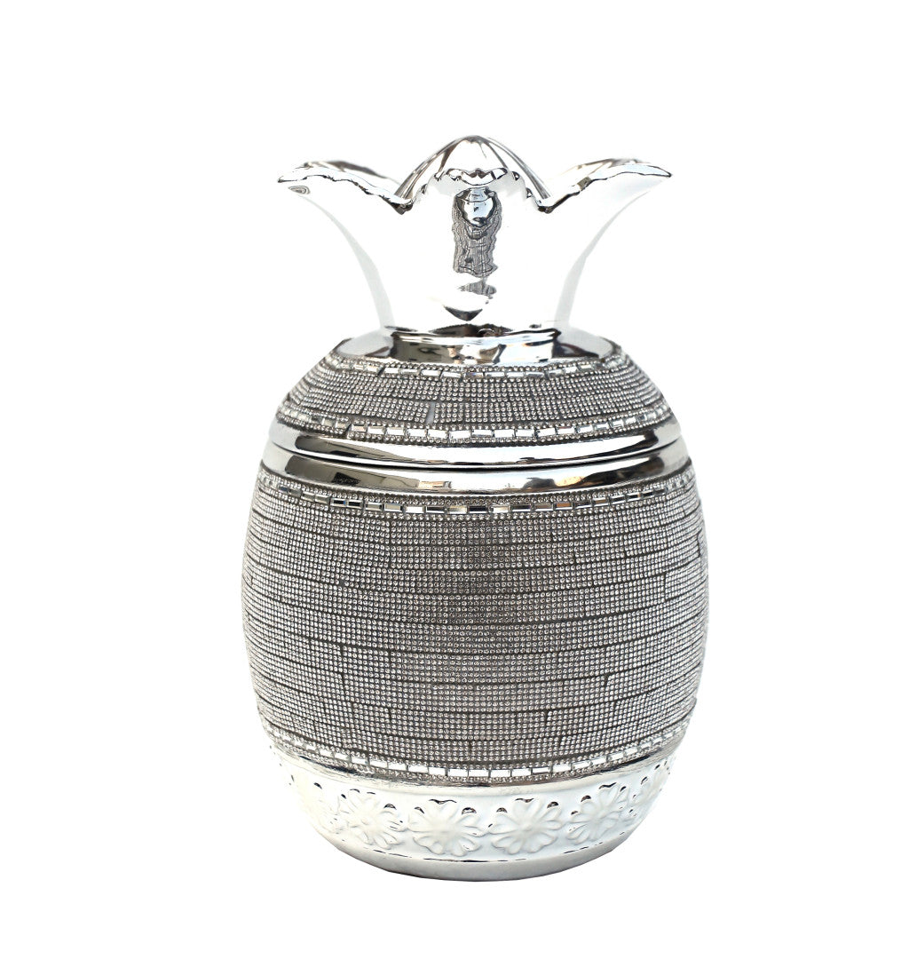 Silver Plated Ceramic Pineapple Lidded Bowl