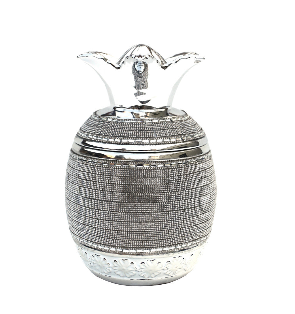 Silver Plated Ceramic Pineapple Lidded Bowl