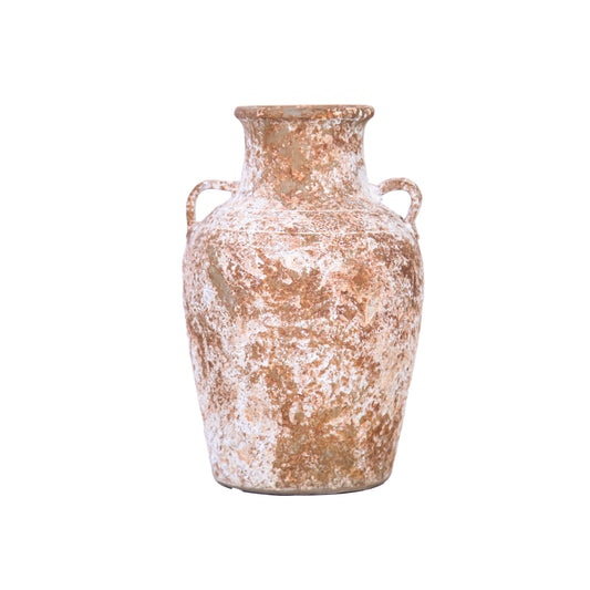 Terracotta & White Abstract Amphora Ceramic Table Vase