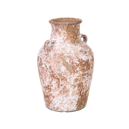 Terracotta & White Abstract Amphora Ceramic Table Vase